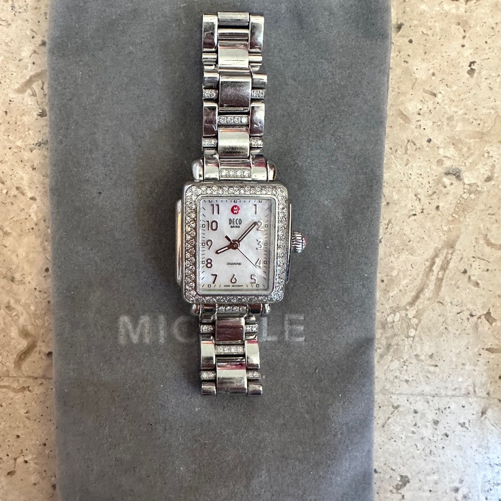 Michele mini deco watch with diamonds
